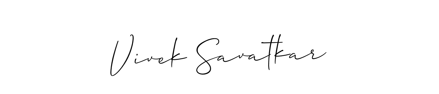 Allison_Script is a professional signature style that is perfect for those who want to add a touch of class to their signature. It is also a great choice for those who want to make their signature more unique. Get Vivek Savatkar name to fancy signature for free. Vivek Savatkar signature style 2 images and pictures png