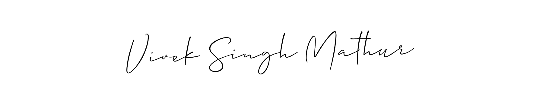 The best way (Allison_Script) to make a short signature is to pick only two or three words in your name. The name Vivek Singh Mathur include a total of six letters. For converting this name. Vivek Singh Mathur signature style 2 images and pictures png