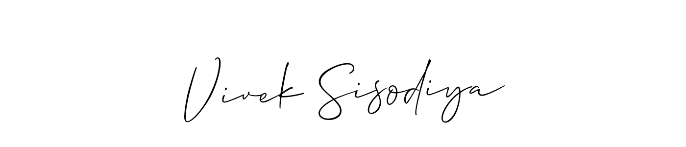 if you are searching for the best signature style for your name Vivek Sisodiya. so please give up your signature search. here we have designed multiple signature styles  using Allison_Script. Vivek Sisodiya signature style 2 images and pictures png