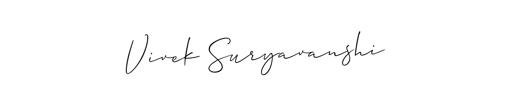 Also we have Vivek Suryavanshi name is the best signature style. Create professional handwritten signature collection using Allison_Script autograph style. Vivek Suryavanshi signature style 2 images and pictures png