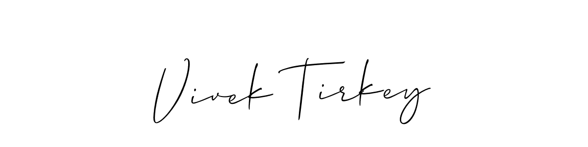 How to make Vivek Tirkey name signature. Use Allison_Script style for creating short signs online. This is the latest handwritten sign. Vivek Tirkey signature style 2 images and pictures png