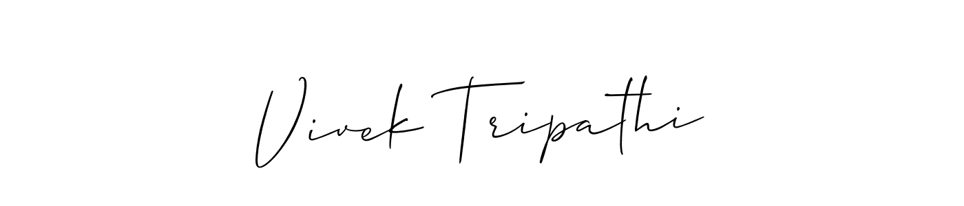 The best way (Allison_Script) to make a short signature is to pick only two or three words in your name. The name Vivek Tripathi include a total of six letters. For converting this name. Vivek Tripathi signature style 2 images and pictures png