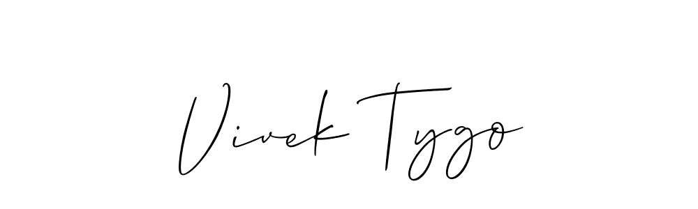 Also we have Vivek Tygo name is the best signature style. Create professional handwritten signature collection using Allison_Script autograph style. Vivek Tygo signature style 2 images and pictures png