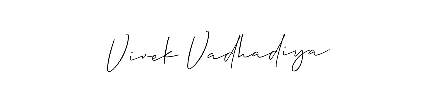 Use a signature maker to create a handwritten signature online. With this signature software, you can design (Allison_Script) your own signature for name Vivek Vadhadiya. Vivek Vadhadiya signature style 2 images and pictures png