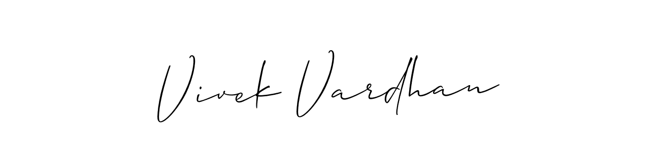 How to make Vivek Vardhan name signature. Use Allison_Script style for creating short signs online. This is the latest handwritten sign. Vivek Vardhan signature style 2 images and pictures png