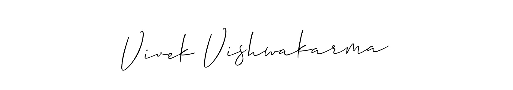 Vivek Vishwakarma stylish signature style. Best Handwritten Sign (Allison_Script) for my name. Handwritten Signature Collection Ideas for my name Vivek Vishwakarma. Vivek Vishwakarma signature style 2 images and pictures png