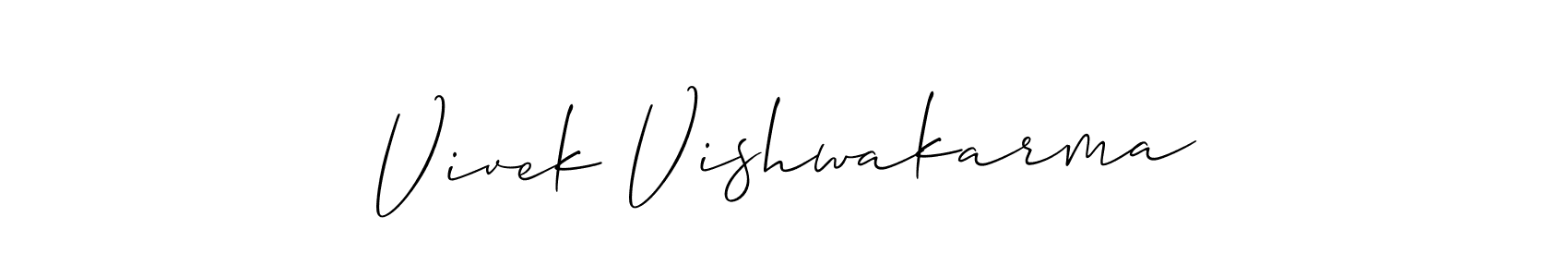 Vivek Vishwakarma stylish signature style. Best Handwritten Sign (Allison_Script) for my name. Handwritten Signature Collection Ideas for my name Vivek Vishwakarma. Vivek Vishwakarma signature style 2 images and pictures png