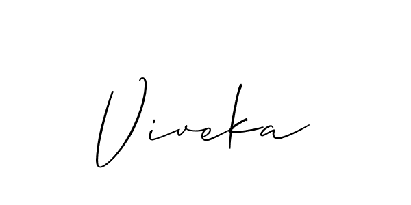 Use a signature maker to create a handwritten signature online. With this signature software, you can design (Allison_Script) your own signature for name Viveka. Viveka signature style 2 images and pictures png