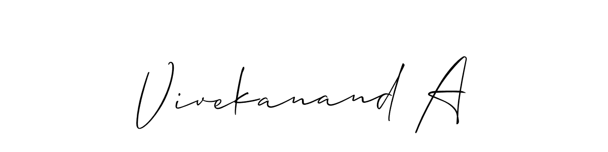 This is the best signature style for the Vivekanand A name. Also you like these signature font (Allison_Script). Mix name signature. Vivekanand A signature style 2 images and pictures png