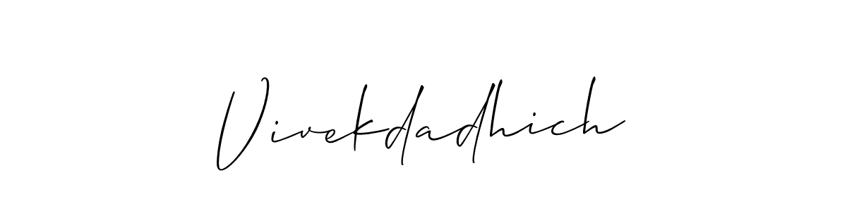 You can use this online signature creator to create a handwritten signature for the name Vivekdadhich. This is the best online autograph maker. Vivekdadhich signature style 2 images and pictures png