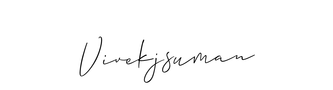 The best way (Allison_Script) to make a short signature is to pick only two or three words in your name. The name Vivekjsuman include a total of six letters. For converting this name. Vivekjsuman signature style 2 images and pictures png