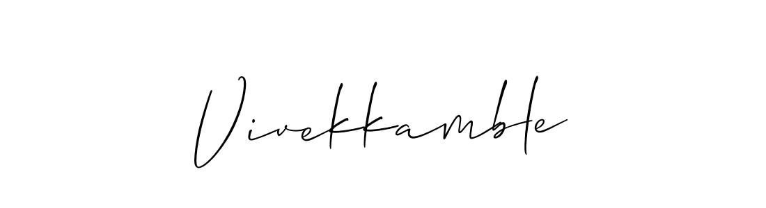 The best way (Allison_Script) to make a short signature is to pick only two or three words in your name. The name Vivekkamble include a total of six letters. For converting this name. Vivekkamble signature style 2 images and pictures png