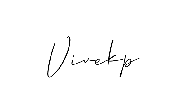How to make Vivekp name signature. Use Allison_Script style for creating short signs online. This is the latest handwritten sign. Vivekp signature style 2 images and pictures png