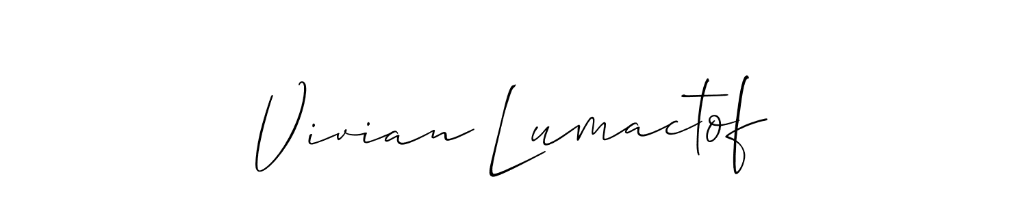 How to make Vivian Lumactof name signature. Use Allison_Script style for creating short signs online. This is the latest handwritten sign. Vivian Lumactof signature style 2 images and pictures png