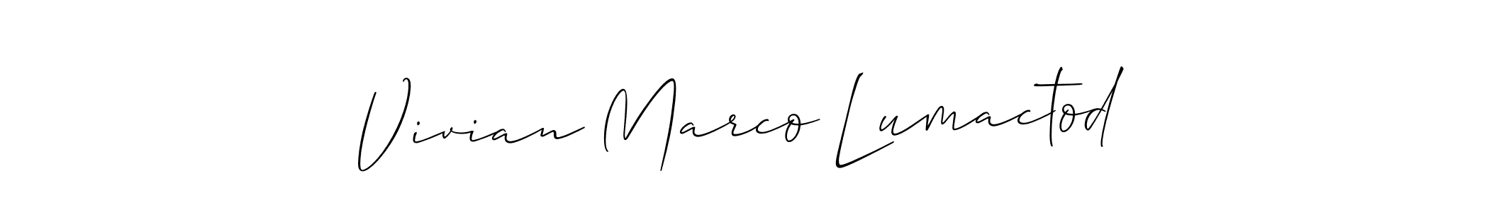 How to make Vivian Marco Lumactod name signature. Use Allison_Script style for creating short signs online. This is the latest handwritten sign. Vivian Marco Lumactod signature style 2 images and pictures png
