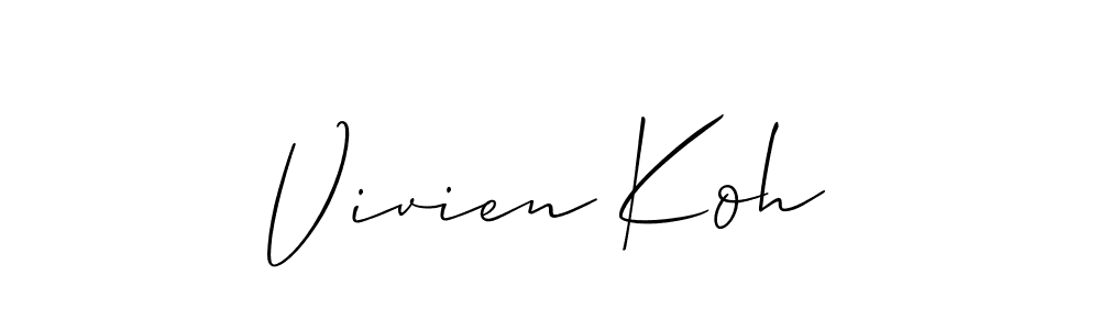 Also You can easily find your signature by using the search form. We will create Vivien Koh name handwritten signature images for you free of cost using Allison_Script sign style. Vivien Koh signature style 2 images and pictures png