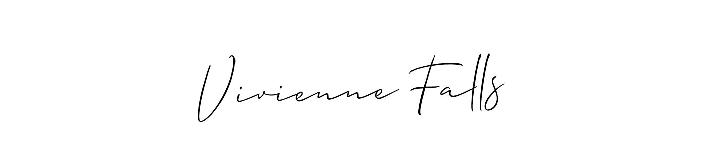 The best way (Allison_Script) to make a short signature is to pick only two or three words in your name. The name Vivienne Falls include a total of six letters. For converting this name. Vivienne Falls signature style 2 images and pictures png