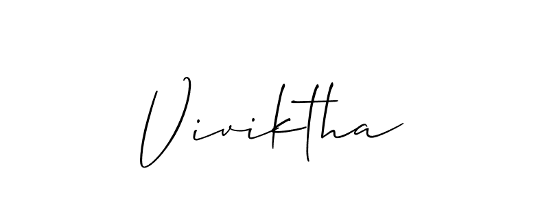 Use a signature maker to create a handwritten signature online. With this signature software, you can design (Allison_Script) your own signature for name Viviktha. Viviktha signature style 2 images and pictures png