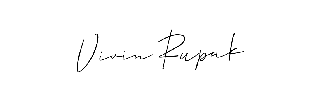 The best way (Allison_Script) to make a short signature is to pick only two or three words in your name. The name Vivin Rupak include a total of six letters. For converting this name. Vivin Rupak signature style 2 images and pictures png