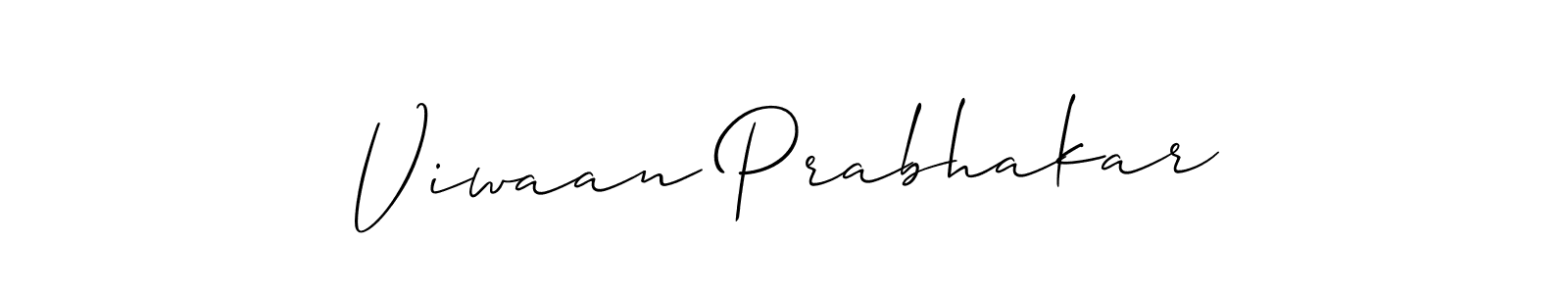Make a short Viwaan Prabhakar signature style. Manage your documents anywhere anytime using Allison_Script. Create and add eSignatures, submit forms, share and send files easily. Viwaan Prabhakar signature style 2 images and pictures png