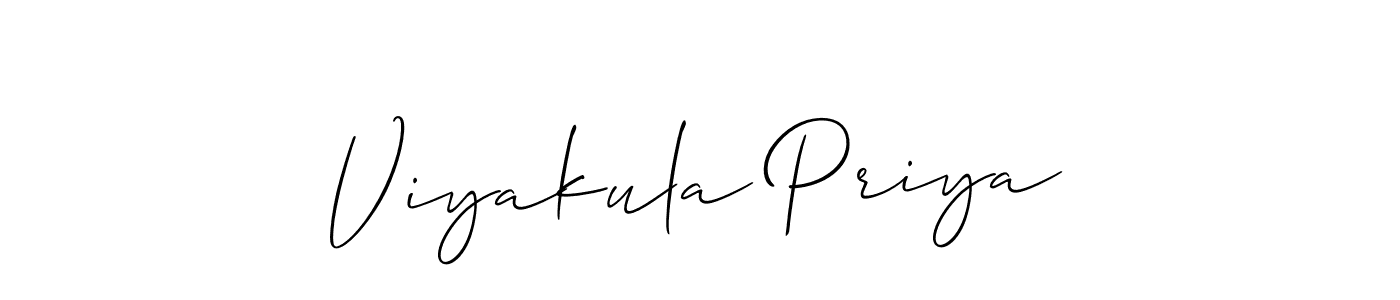 Use a signature maker to create a handwritten signature online. With this signature software, you can design (Allison_Script) your own signature for name Viyakula Priya. Viyakula Priya signature style 2 images and pictures png