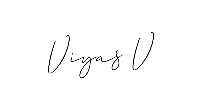 Also we have Viyas V name is the best signature style. Create professional handwritten signature collection using Allison_Script autograph style. Viyas V signature style 2 images and pictures png