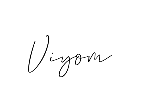 It looks lik you need a new signature style for name Viyom. Design unique handwritten (Allison_Script) signature with our free signature maker in just a few clicks. Viyom signature style 2 images and pictures png