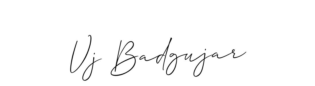 How to make Vj Badgujar name signature. Use Allison_Script style for creating short signs online. This is the latest handwritten sign. Vj Badgujar signature style 2 images and pictures png