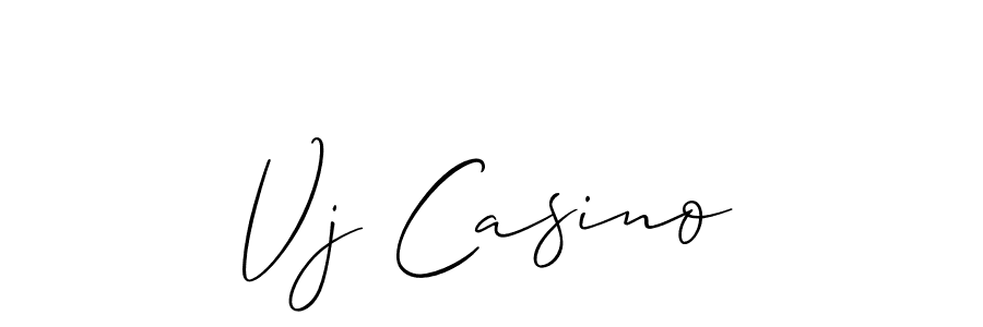 How to make Vj Casino name signature. Use Allison_Script style for creating short signs online. This is the latest handwritten sign. Vj Casino signature style 2 images and pictures png