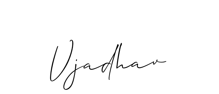 How to make Vjadhav name signature. Use Allison_Script style for creating short signs online. This is the latest handwritten sign. Vjadhav signature style 2 images and pictures png