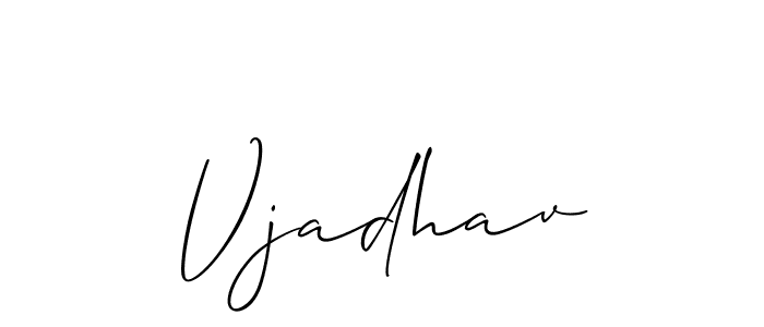 How to make Vjadhav name signature. Use Allison_Script style for creating short signs online. This is the latest handwritten sign. Vjadhav signature style 2 images and pictures png