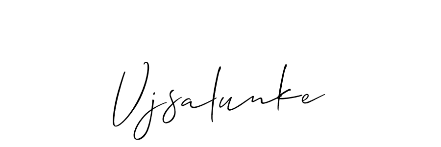 How to make Vjsalunke name signature. Use Allison_Script style for creating short signs online. This is the latest handwritten sign. Vjsalunke signature style 2 images and pictures png