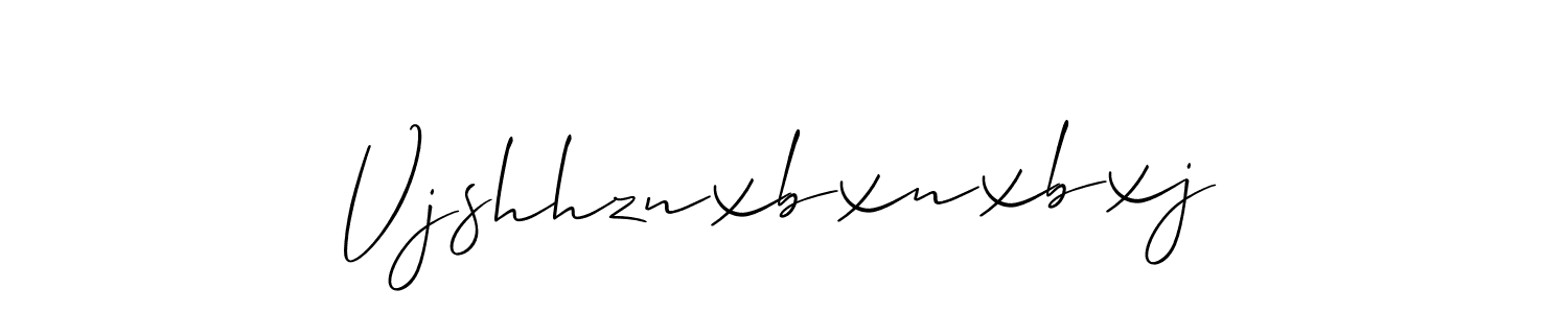 Make a beautiful signature design for name Vjshhznxbxnxbxj. With this signature (Allison_Script) style, you can create a handwritten signature for free. Vjshhznxbxnxbxj signature style 2 images and pictures png