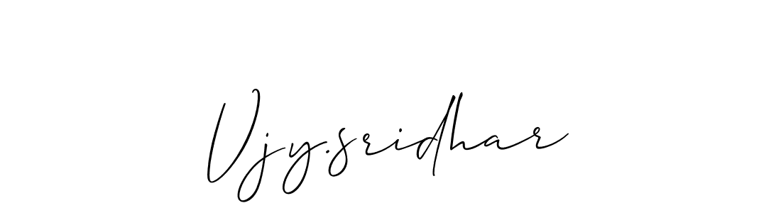 The best way (Allison_Script) to make a short signature is to pick only two or three words in your name. The name Vjy.sridhar include a total of six letters. For converting this name. Vjy.sridhar signature style 2 images and pictures png