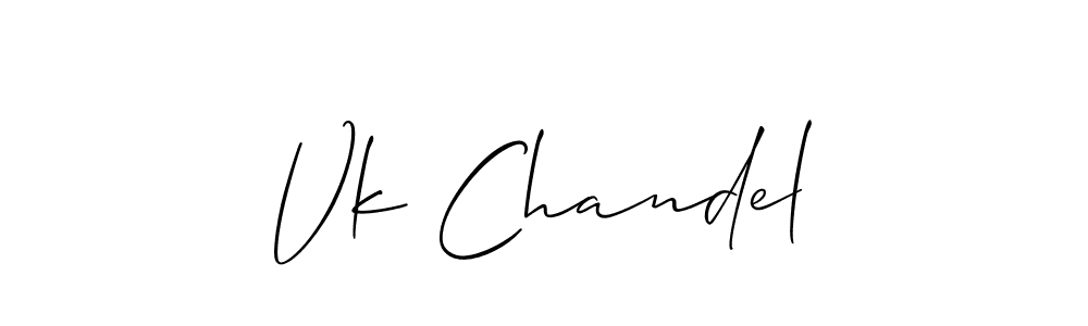 Make a beautiful signature design for name Vk Chandel. With this signature (Allison_Script) style, you can create a handwritten signature for free. Vk Chandel signature style 2 images and pictures png