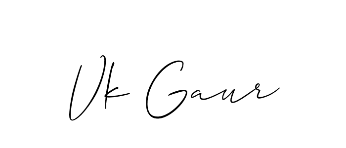 Make a beautiful signature design for name Vk Gaur. With this signature (Allison_Script) style, you can create a handwritten signature for free. Vk Gaur signature style 2 images and pictures png