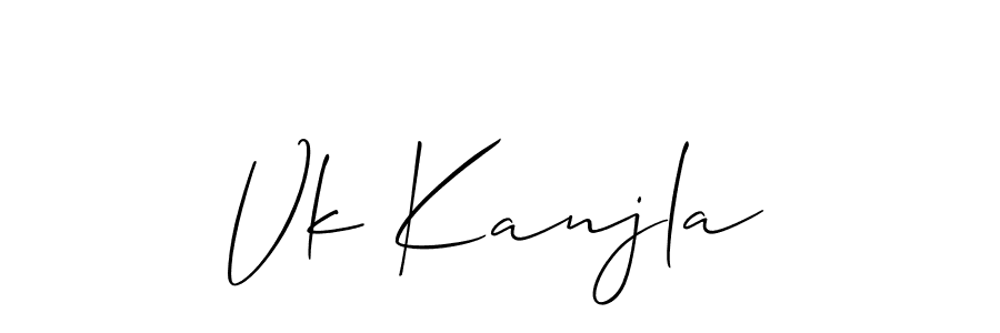 How to Draw Vk Kanjla signature style? Allison_Script is a latest design signature styles for name Vk Kanjla. Vk Kanjla signature style 2 images and pictures png