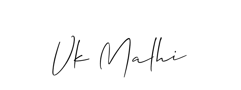 Also You can easily find your signature by using the search form. We will create Vk Malhi name handwritten signature images for you free of cost using Allison_Script sign style. Vk Malhi signature style 2 images and pictures png