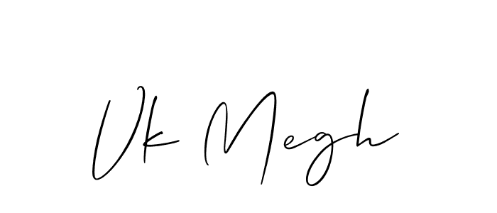 Create a beautiful signature design for name Vk Megh. With this signature (Allison_Script) fonts, you can make a handwritten signature for free. Vk Megh signature style 2 images and pictures png