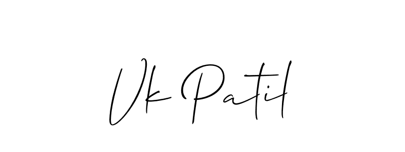 Also You can easily find your signature by using the search form. We will create Vk Patil name handwritten signature images for you free of cost using Allison_Script sign style. Vk Patil signature style 2 images and pictures png