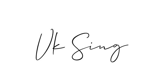 Create a beautiful signature design for name Vk Sing. With this signature (Allison_Script) fonts, you can make a handwritten signature for free. Vk Sing signature style 2 images and pictures png