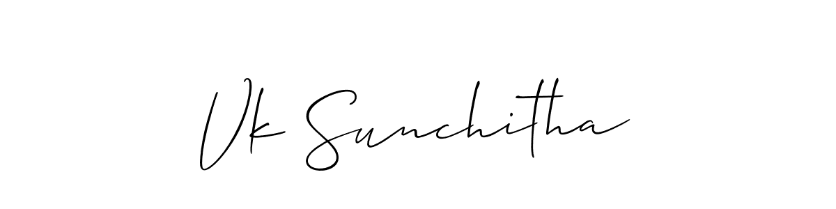 Best and Professional Signature Style for Vk Sunchitha. Allison_Script Best Signature Style Collection. Vk Sunchitha signature style 2 images and pictures png