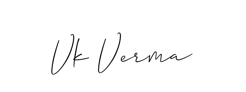 Create a beautiful signature design for name Vk Verma. With this signature (Allison_Script) fonts, you can make a handwritten signature for free. Vk Verma signature style 2 images and pictures png
