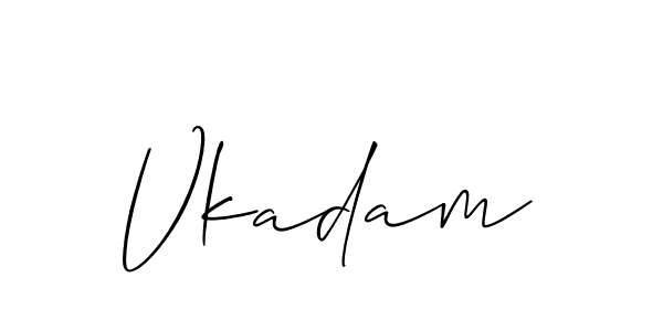 Create a beautiful signature design for name Vkadam. With this signature (Allison_Script) fonts, you can make a handwritten signature for free. Vkadam signature style 2 images and pictures png