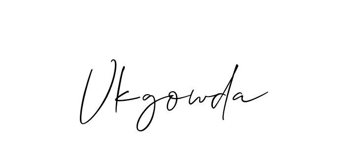 The best way (Allison_Script) to make a short signature is to pick only two or three words in your name. The name Vkgowda include a total of six letters. For converting this name. Vkgowda signature style 2 images and pictures png