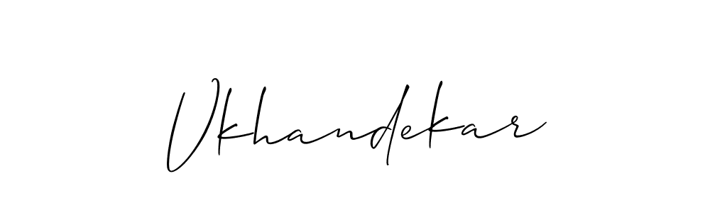 The best way (Allison_Script) to make a short signature is to pick only two or three words in your name. The name Vkhandekar include a total of six letters. For converting this name. Vkhandekar signature style 2 images and pictures png