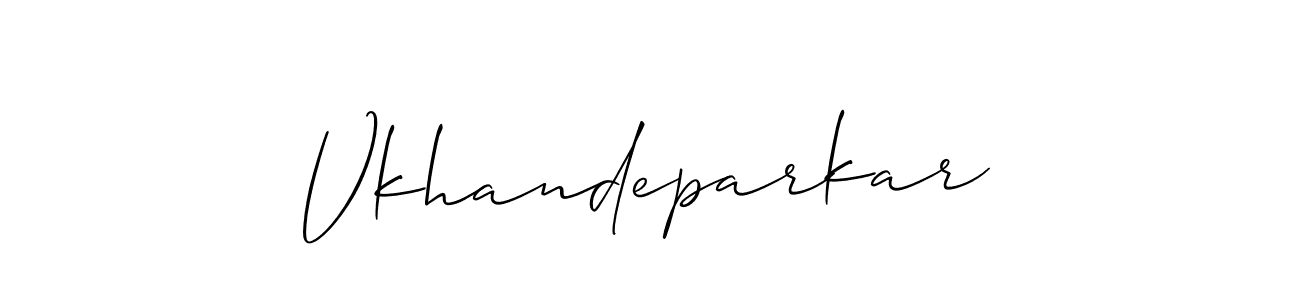 Make a beautiful signature design for name Vkhandeparkar. With this signature (Allison_Script) style, you can create a handwritten signature for free. Vkhandeparkar signature style 2 images and pictures png