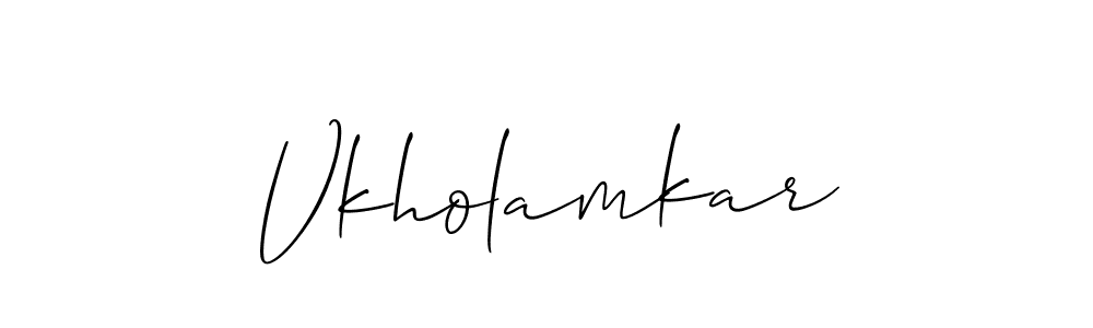 The best way (Allison_Script) to make a short signature is to pick only two or three words in your name. The name Vkholamkar include a total of six letters. For converting this name. Vkholamkar signature style 2 images and pictures png