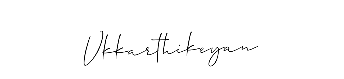 Use a signature maker to create a handwritten signature online. With this signature software, you can design (Allison_Script) your own signature for name Vkkarthikeyan. Vkkarthikeyan signature style 2 images and pictures png