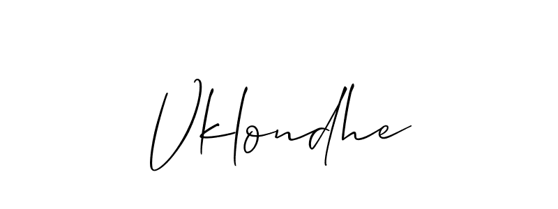 Use a signature maker to create a handwritten signature online. With this signature software, you can design (Allison_Script) your own signature for name Vklondhe. Vklondhe signature style 2 images and pictures png
